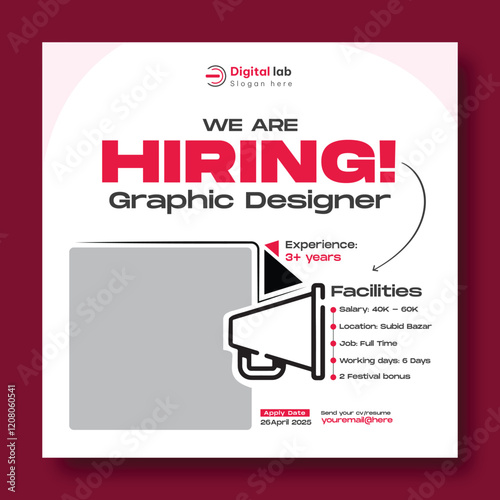 Job hiring post or hiring social media post