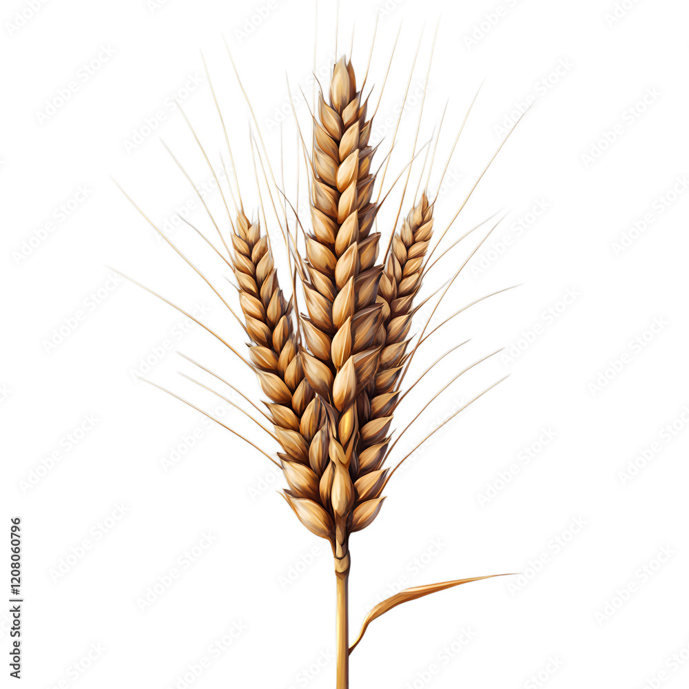 An ear of wheat isolated on transparent background, photo, realistic An ear of wheat isolated on transparent background, photo, realistic