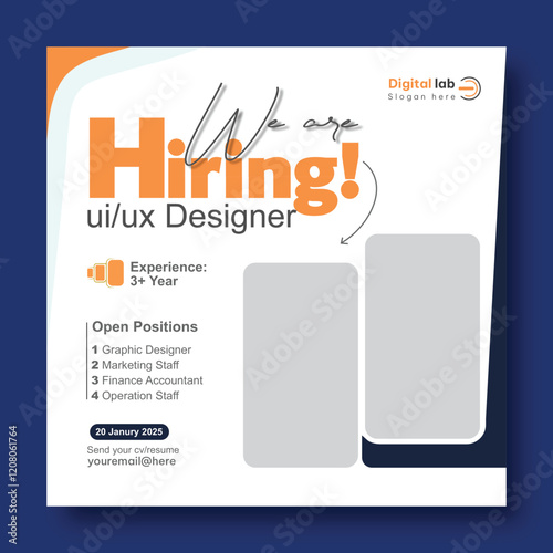 Job hiring post or hiring social media post