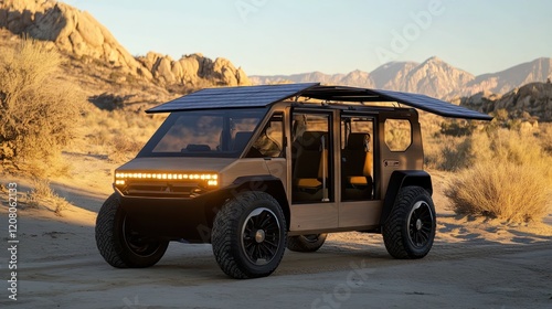 Solar-powered car rentals for remote areas, offering rugged, eco-designed vehicles for adventurous travelers