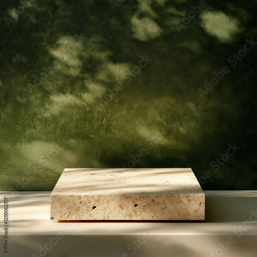 a stone-textured pedestal in natural  background