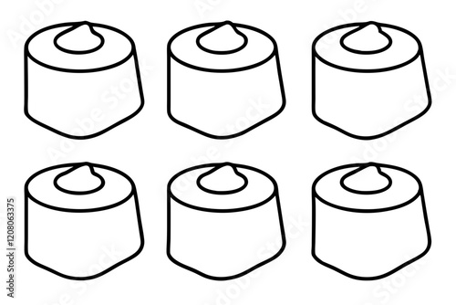 Marshmallow line art vector set