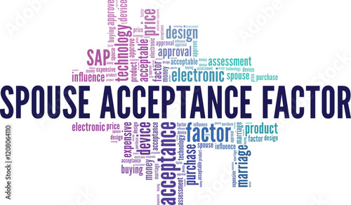 SAP - Spouse Acceptance Factor word cloud conceptual design isolated on white background.