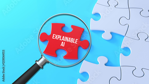 The word Explainable AI on a missing puzzle piece. photo