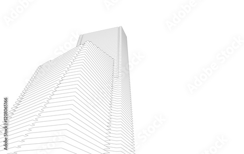 3d rendering sketch of modern building