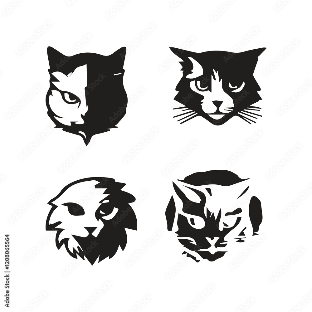 Fototapeta premium cute cate character vector logo design 