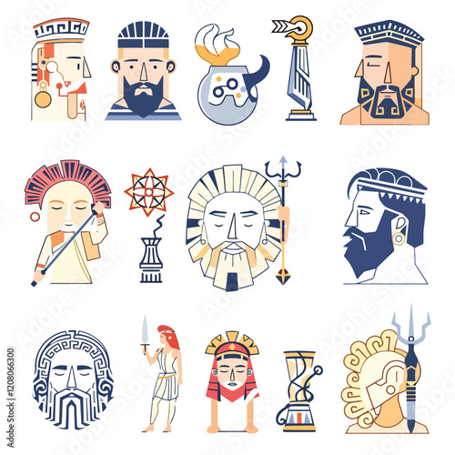 ancient icons set vector