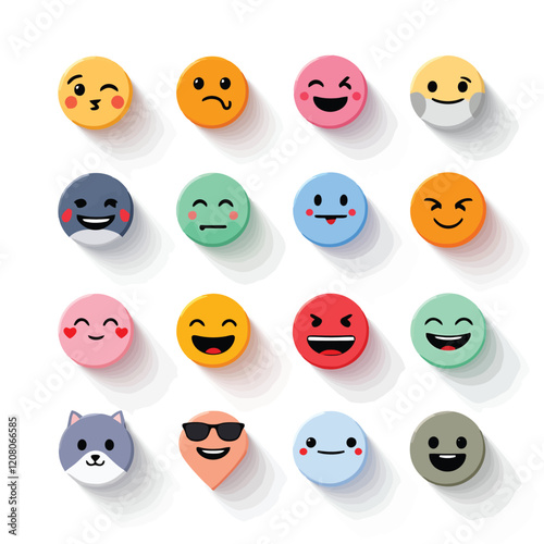 a set of colorful smiley faces