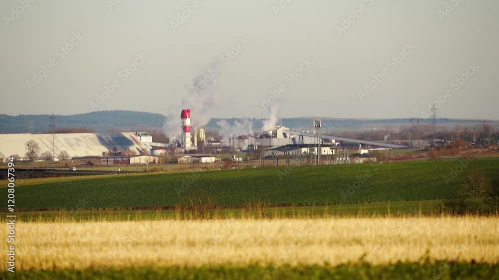 plan fixe avec zoom avant d'une entreprise de déshydratation en hiver par beau temps
