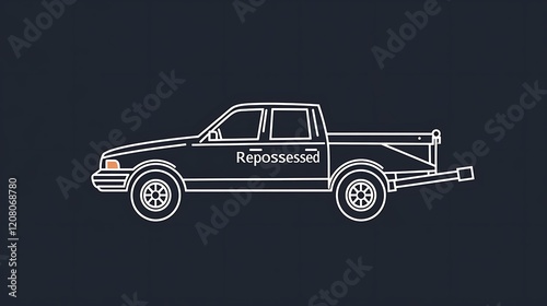 Illustration of a Repossessed Car Being Towed with a Simple Iconic Design for Visual Representation of Vehicle Recovery and Asset Management photo