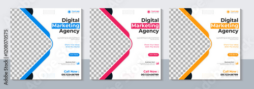 Creative Business Social Media Post Template, Marketing, Web Banner, Sale, Vector Illustration