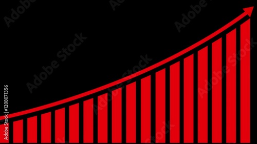 Profit, Business Success graph animation, Abstract Arrow Rising On Graph With blue color Symbols. Business growth info graphic animation, business graph, analytical data, grid black background