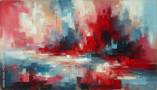 Abstract Red and Blue Painting