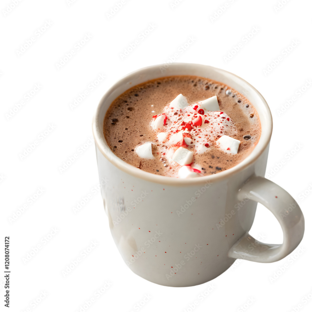 Obraz premium delicious cup of peppermint hot chocolate on transparent background