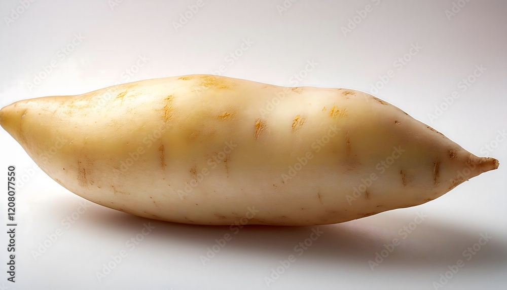 A large potato is sitting on a white background A large potato is sitting on a white background