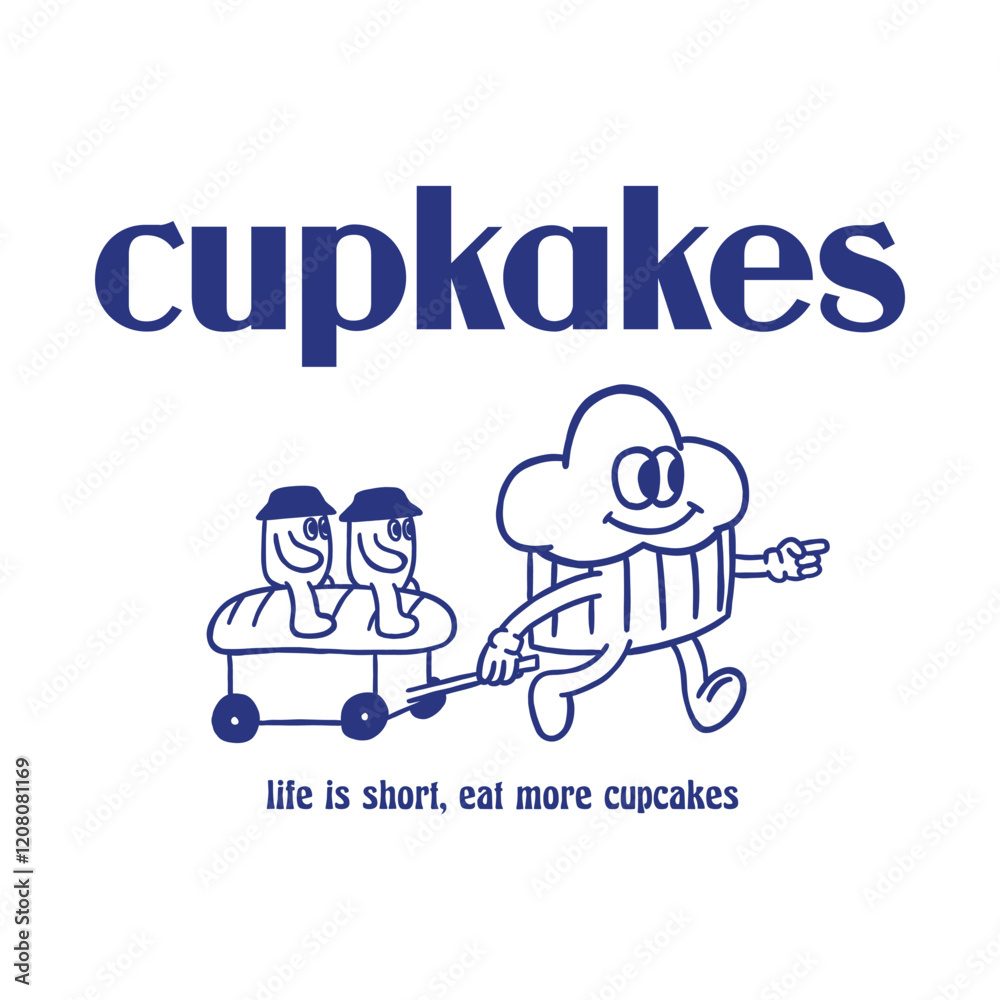 cute retro cartoon cupcakes character illustration cute retro cartoon cupcakes character illustration