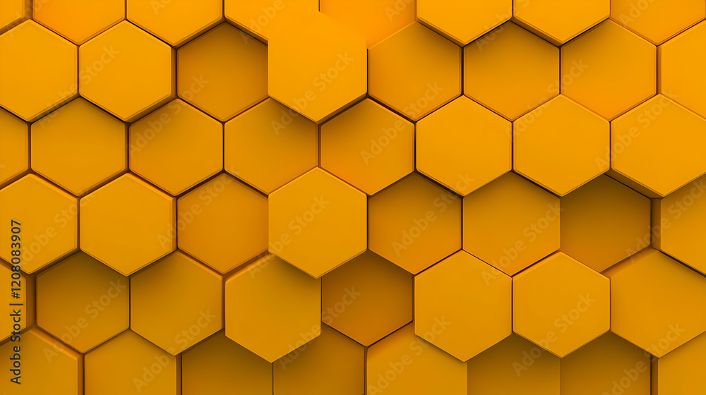 Golden Hexagon 3D Abstract Background Golden Hexagon 3D Abstract Background