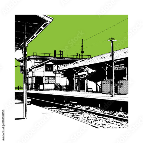 Metro train of Brussels, Capital of Belgium. Hand drawn sketch illustration in vector.