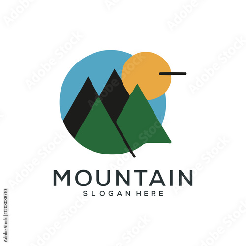 Set of vector mountain and outdoor adventures logo designs.
 photo