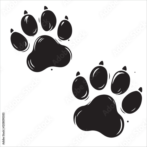 Vector animal paw print stamp: dog or wolf pawprint	