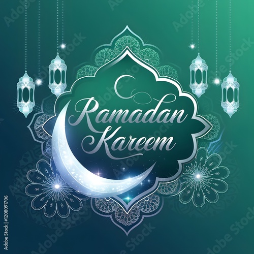 Elegant Ramadan Mubarak Greeting Design, This beautiful graphic design features the phrase 