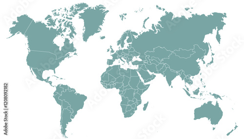 World map. Grey modern vector map. Silhouette map.