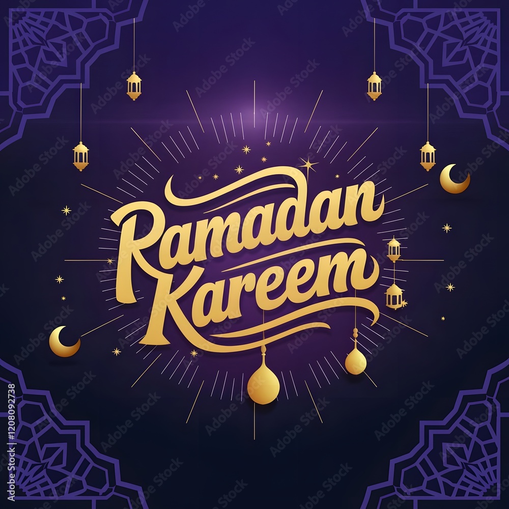 Fototapeta premium Elegant Ramadan Mubarak Greeting Design, This beautiful graphic design features the phrase