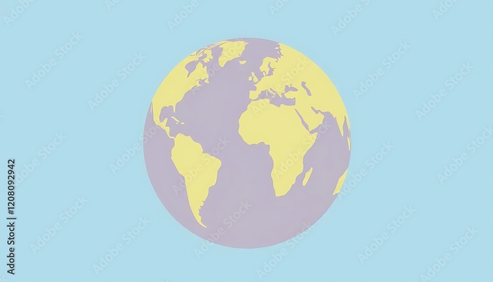 Fototapeta premium Simple World Map Graphic Pastel Earth Globe Illustration