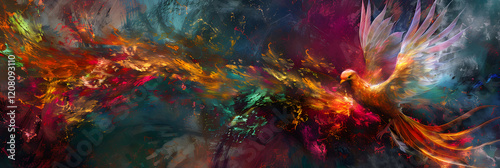 Rebirth in Iridescence: A Phoenix's Journey Through Twilight Nostalgia