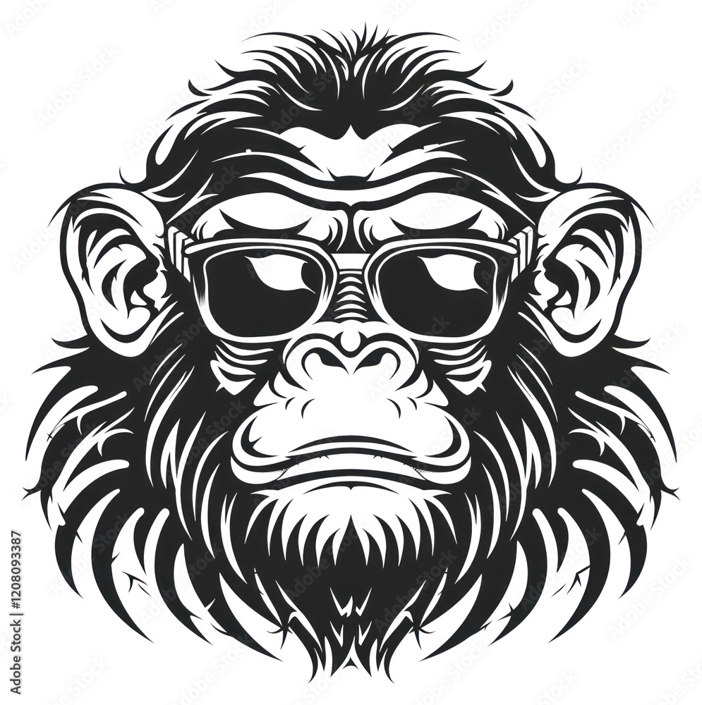 Fototapeta premium PNG Monkey tattoo flash illustration wildlife animal mammal.