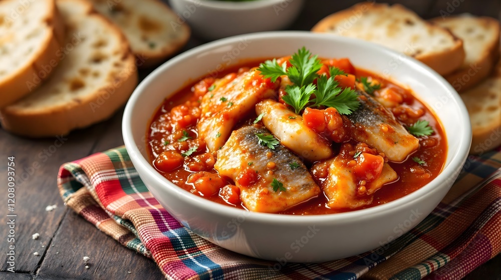 Sild i Tomat Herring in Tomato Sauce with Fresh Herbs (Norwegian Cuisine)