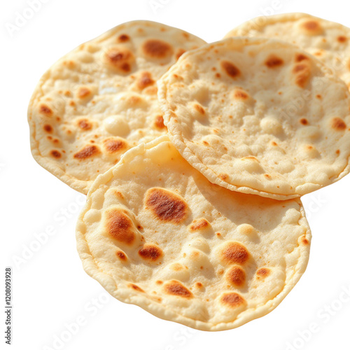 Top view of tawa chapati on Isolated transparent background png. generated with AI photo