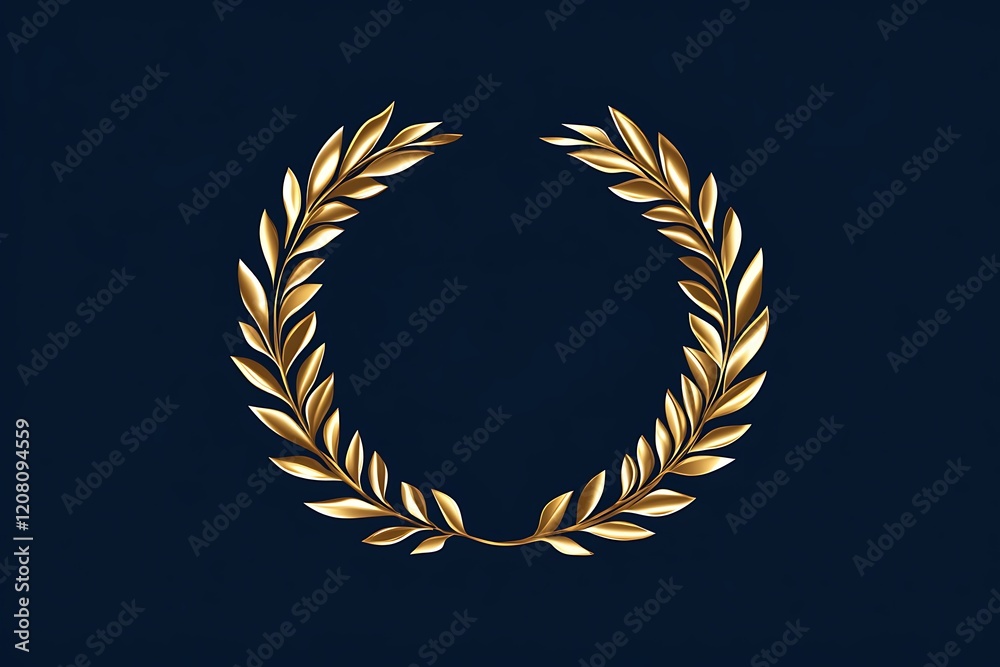 Gold labels award with laurel wreath on dark background. Gold labels award with laurel wreath on dark background.