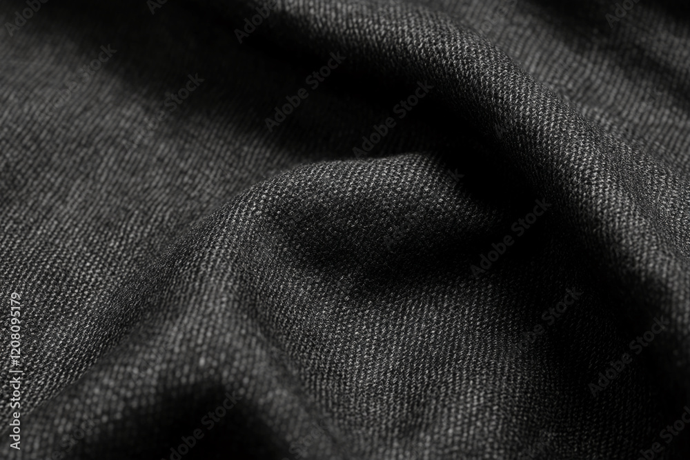 Fototapeta premium Close-up shot of dark black fabric with smooth texture and fine weave