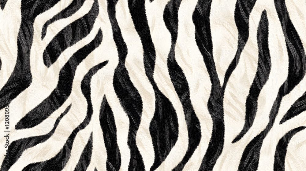 Realistic fur zebra seamless pattern, black and white texture Realistic fur zebra seamless pattern, black and white texture