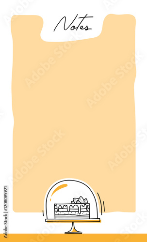 Planner template with cake. Daily notes. Vector illustration. Dessert menu.