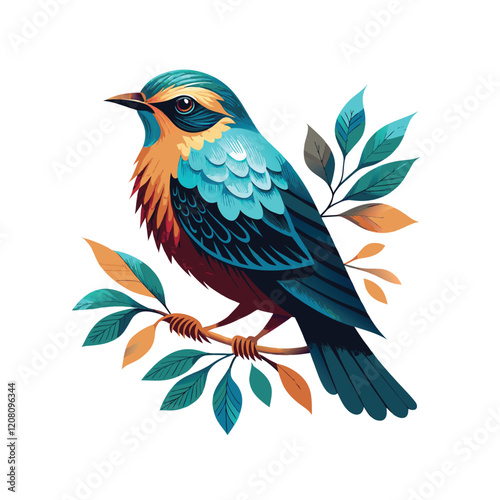 bird on a branch  vector with white background