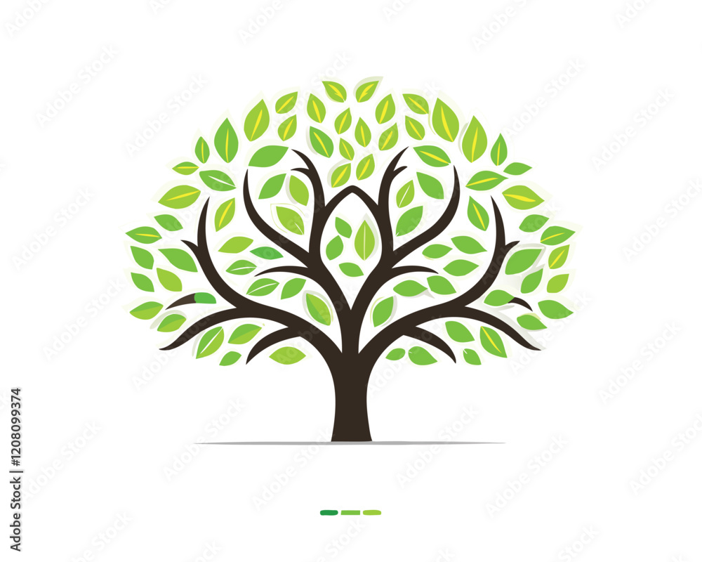 Obraz premium tree with green leaves vector white background