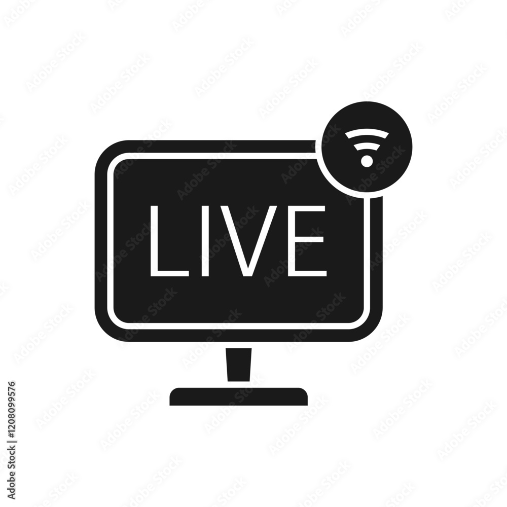 Live streaming on computer icon concept isolated on white background. Vector illustration Live streaming on computer icon concept isolated on white background. Vector illustration
