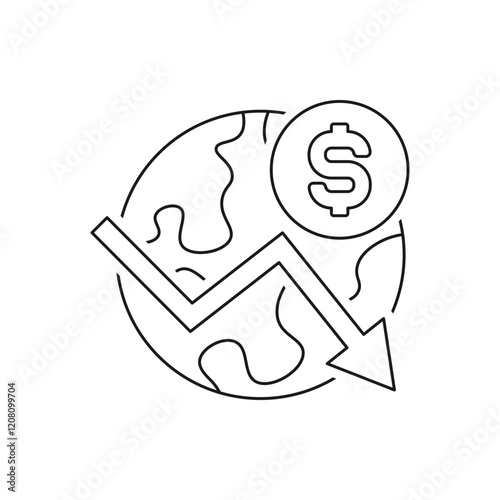 World economic crisis. Inflation, global recession icon concept isolated on white background. Vector illustration