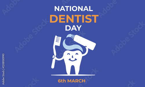 Happy Dentist's day. Greeting card with cute tooth. Vector illustration