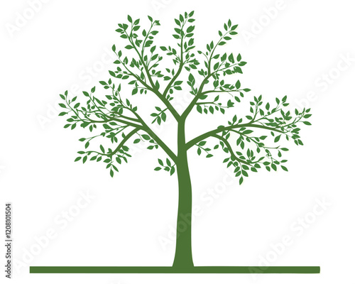 vector tree isolated on green with white background
