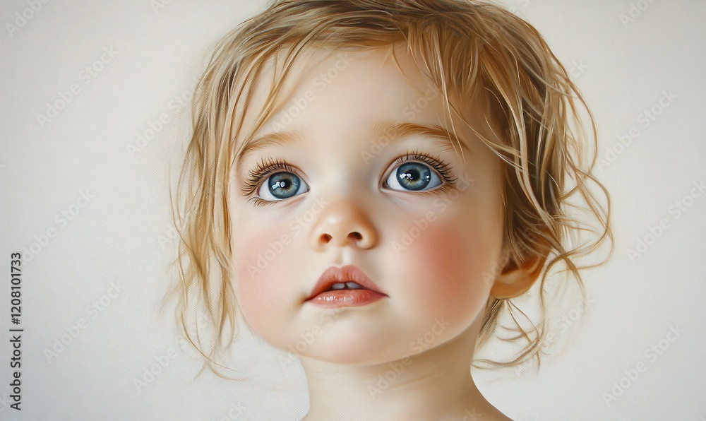 Toddler girl portrait, curious gaze, soft background, studio shot, child photography Toddler girl portrait, curious gaze, soft background, studio shot, child photography