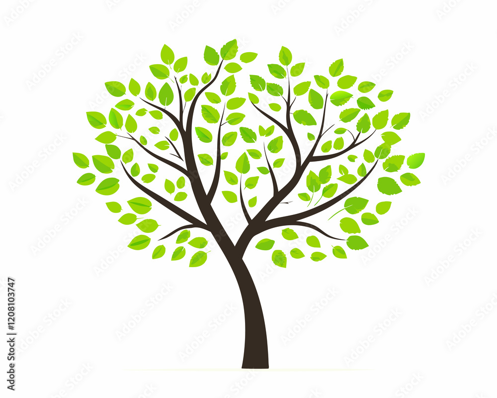 tree with green leaves with white background tree with green leaves with white background