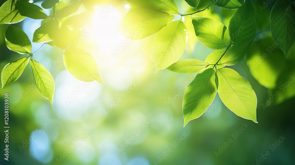Lush Green Leaves Captured in a Vibrant Summer Garden Setting Lush Green Leaves Captured in a Vibrant Summer Garden Setting