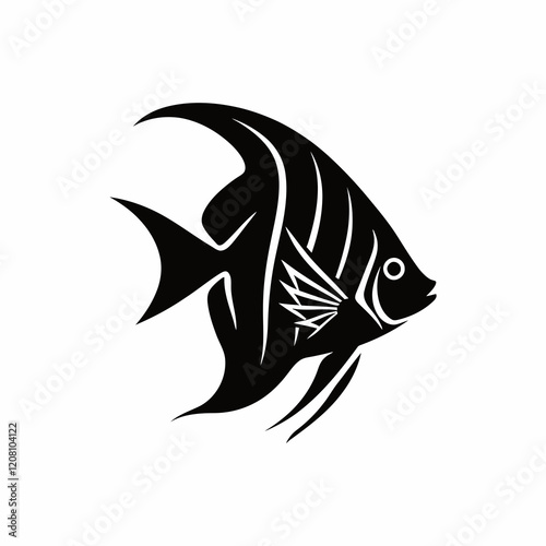 Emperor Angelfish fish silhouette vector illustration