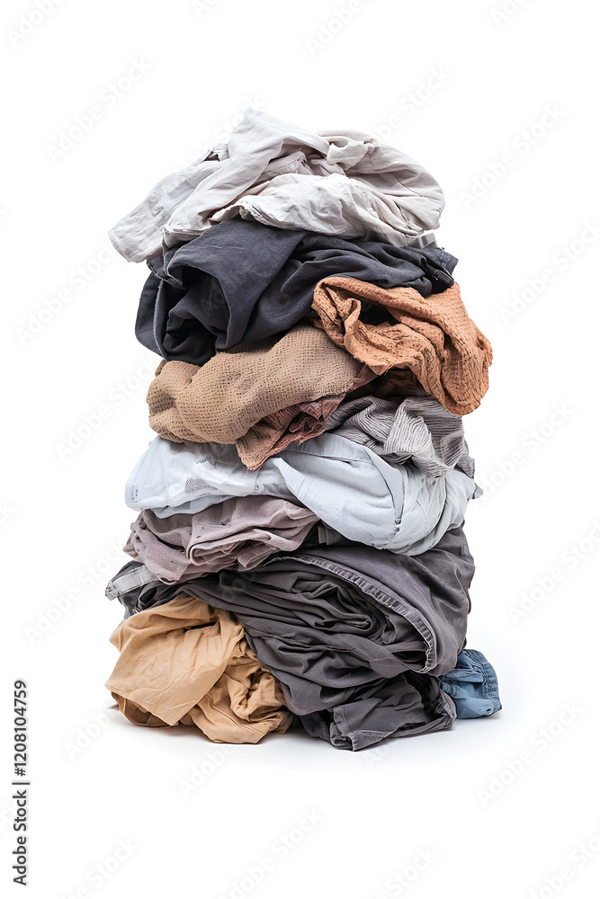 Big pile of dirty laundry, isolated on white background Big pile of dirty laundry, isolated on white background