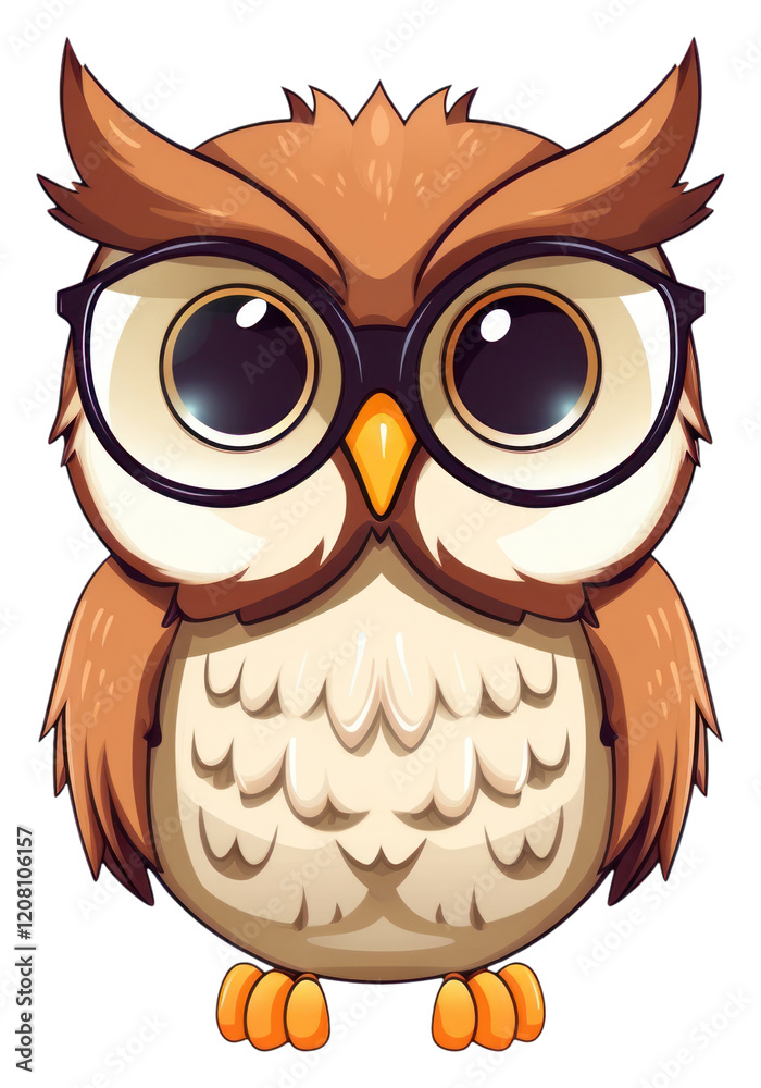 Fototapeta premium PNG Owl wearing glasses cartoon animal bird.