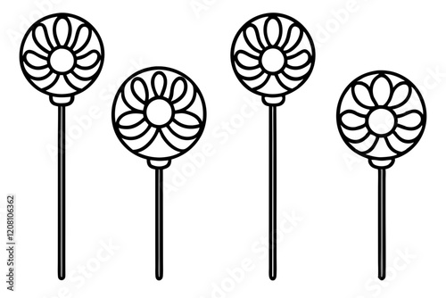 Monochrome Lollipop Vector Line Set