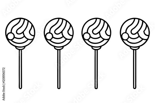 Monochrome Lollipop Vector Line Set